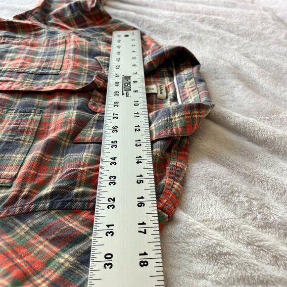 L.L Bean Men's Plaid Print Long Sleeve Casual Button Up Shirt Red Blue Medium - Picture 6 of 8